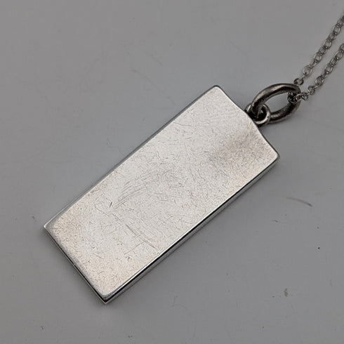 1985 UK Sterling Silver Ingot Pendant with Sterling Silver Necklace Total 11.1g
